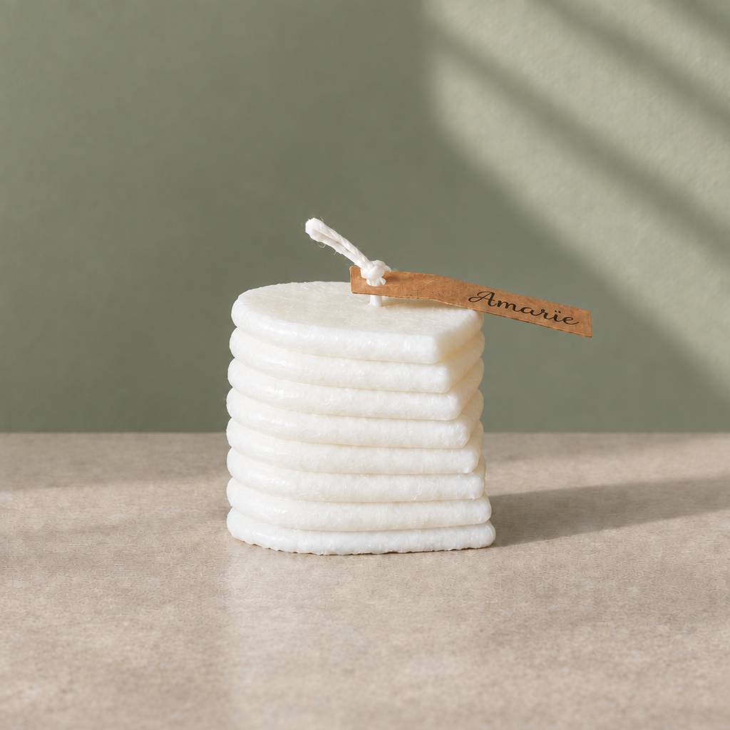 Bougie plus nette sur fond sauge et pierre