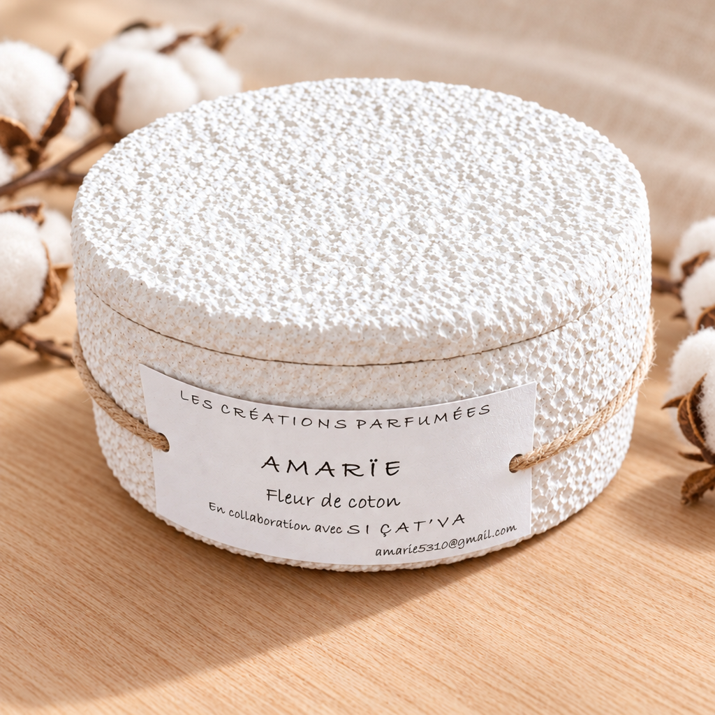 Bougie fermée avec branches de coton