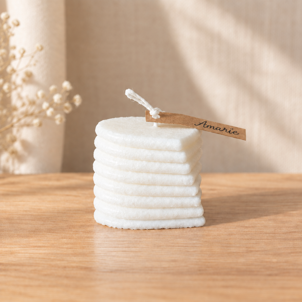 Bougie plus nette sur fond bois et beige